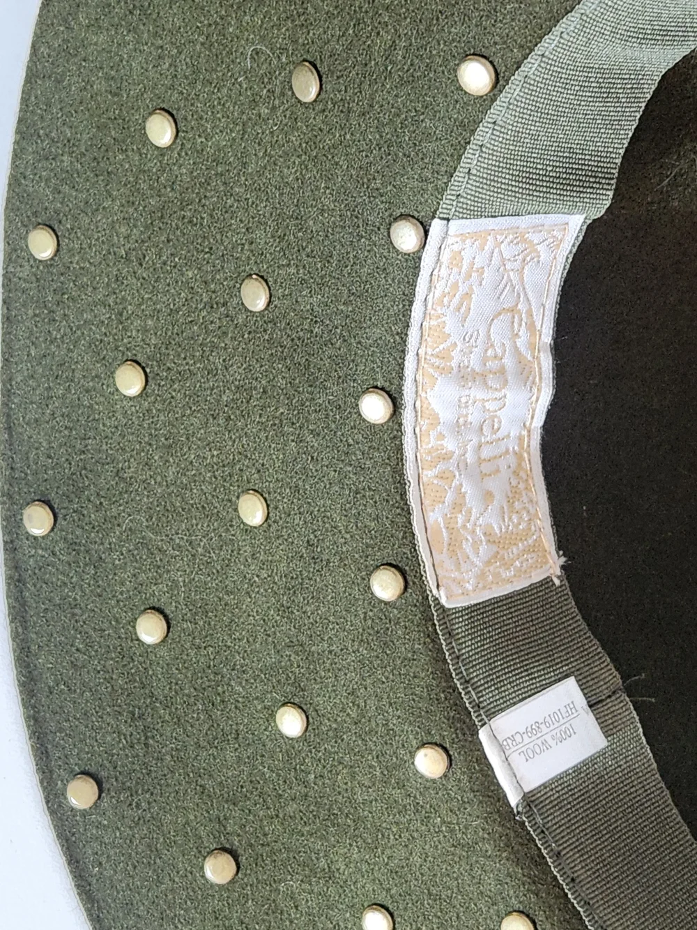 Cappelli Army Green 100% Wool Studded Hat One Size